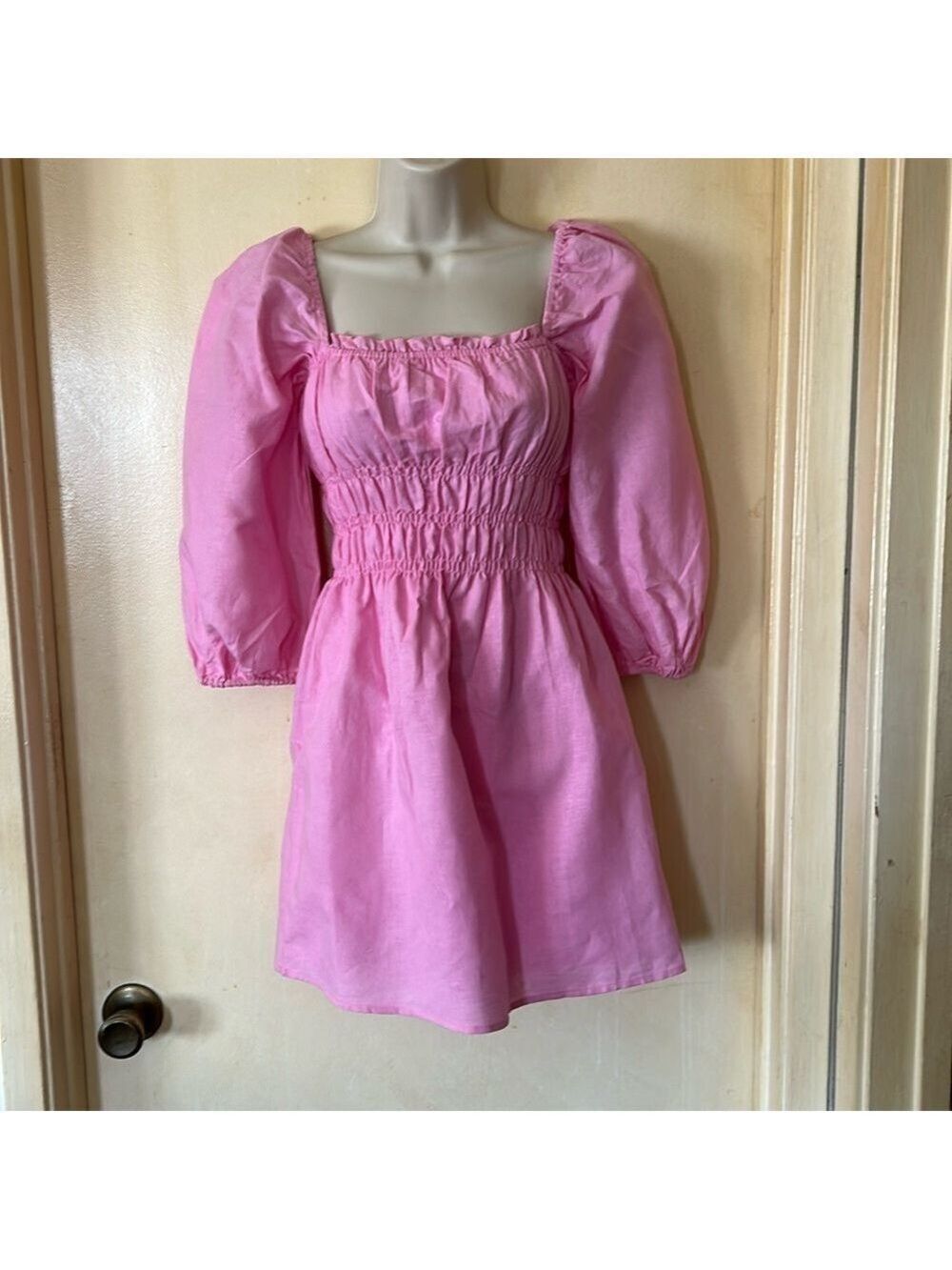 Charlie Holiday bubblegum pink linen mini dress size 4